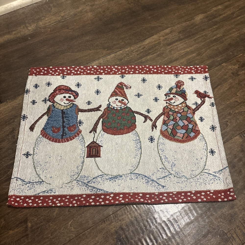 Tapestry Placemats Jolly Snowmen Trio Winter Holiday Table 12.5 X 17 Set of 2